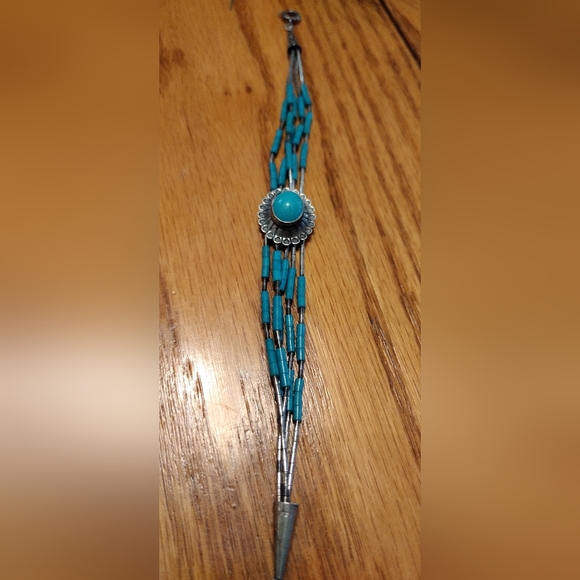 Turquoise ,sterling native American bracelet - Picture 8 of 16
